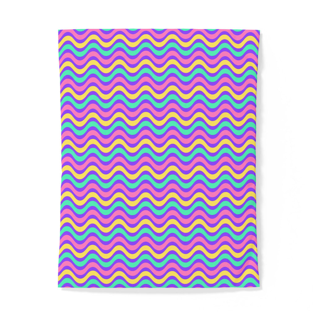Wide Wave Interference Cotton Duvet Cover – Candy Pastel on Grape