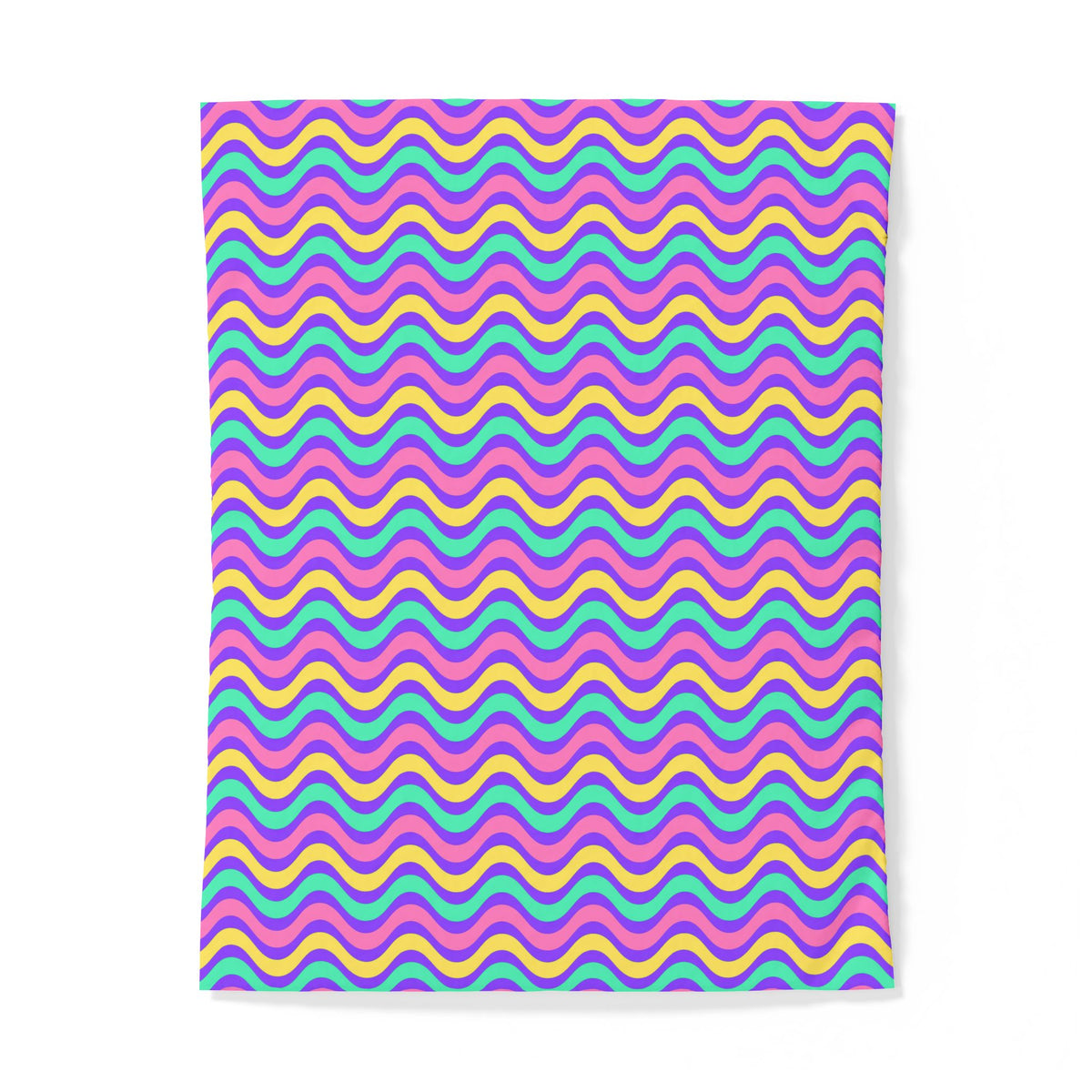 Wide Wave Interference Cotton Duvet Cover – Candy Pastel on Grape