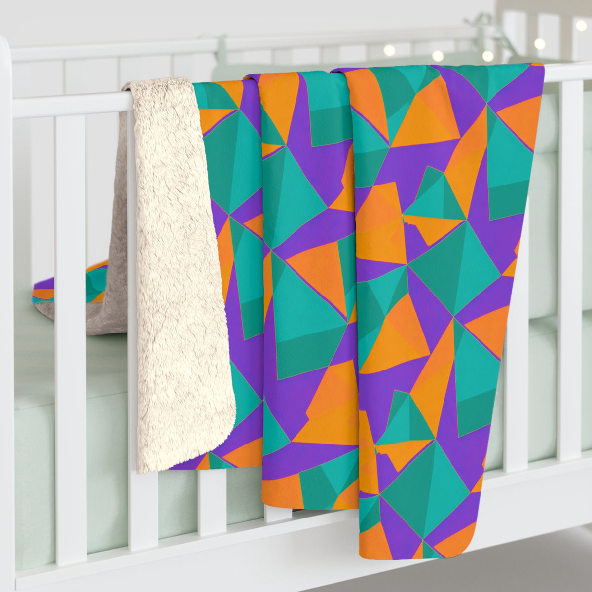 Faceted Gold Panels Sherpa Fleece Blanket – Peacock Jewel