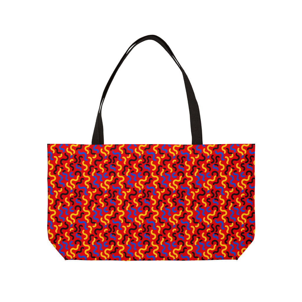 Squiggle Red Weekender Tote Bag – Bold Primary Abstract Pattern