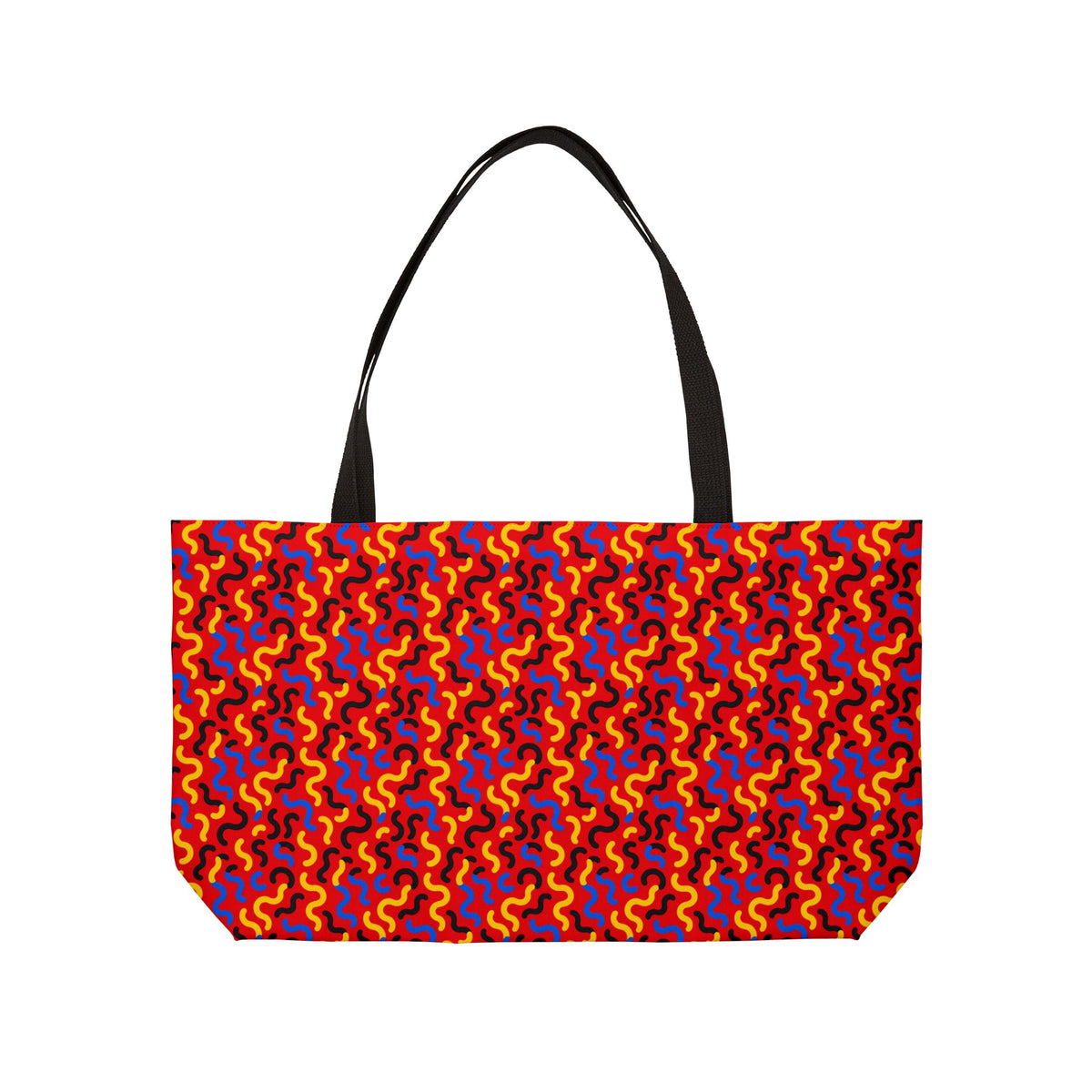 Squiggle Red Weekender Tote Bag – Bold Primary Abstract Pattern