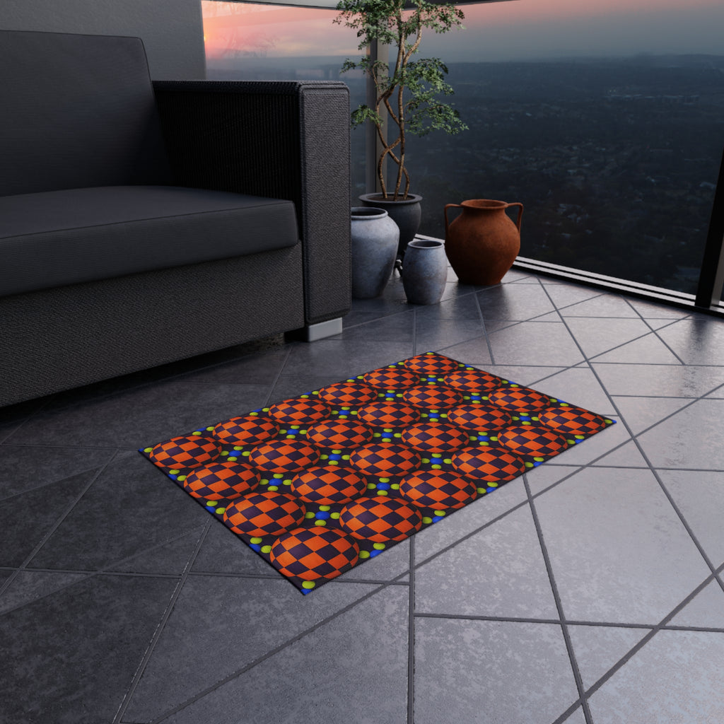 Checker Bulge Outdoor Rug – Op-Art Pattern
