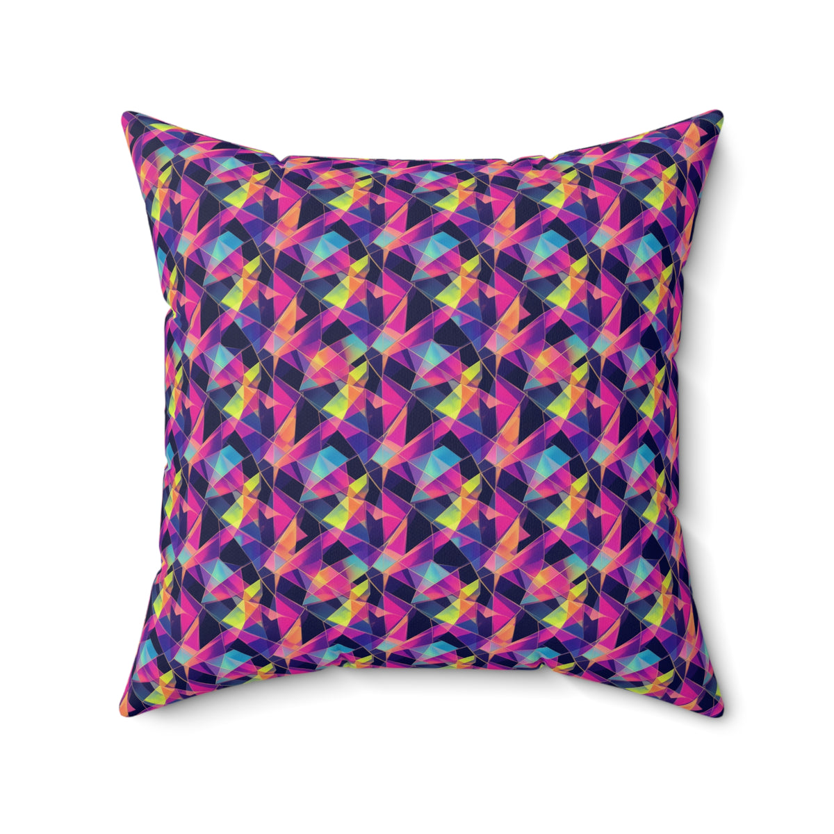 Prism Shard Cubist Faux Suede Cushion – Holographic-Look Geometric Pattern