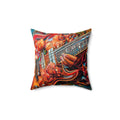 Floral Rock Guitar Faux Suede Cushion – Psychedelic Music Art