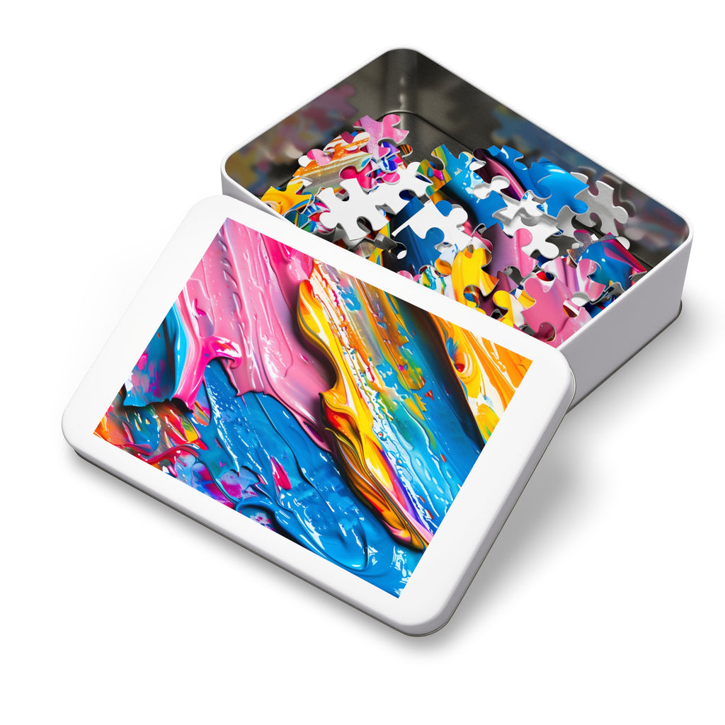 Vivid Paint Strokes Jigsaw Puzzle with Tin – Paint Stroke Abstract