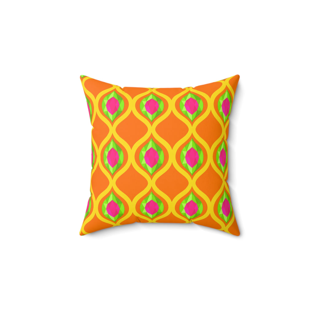Grand Gold Ogee Lattice II Faux Suede Cushion – Hot Citrus Festive
