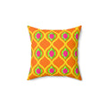 Grand Gold Ogee Lattice II Faux Suede Cushion – Hot Citrus Festive