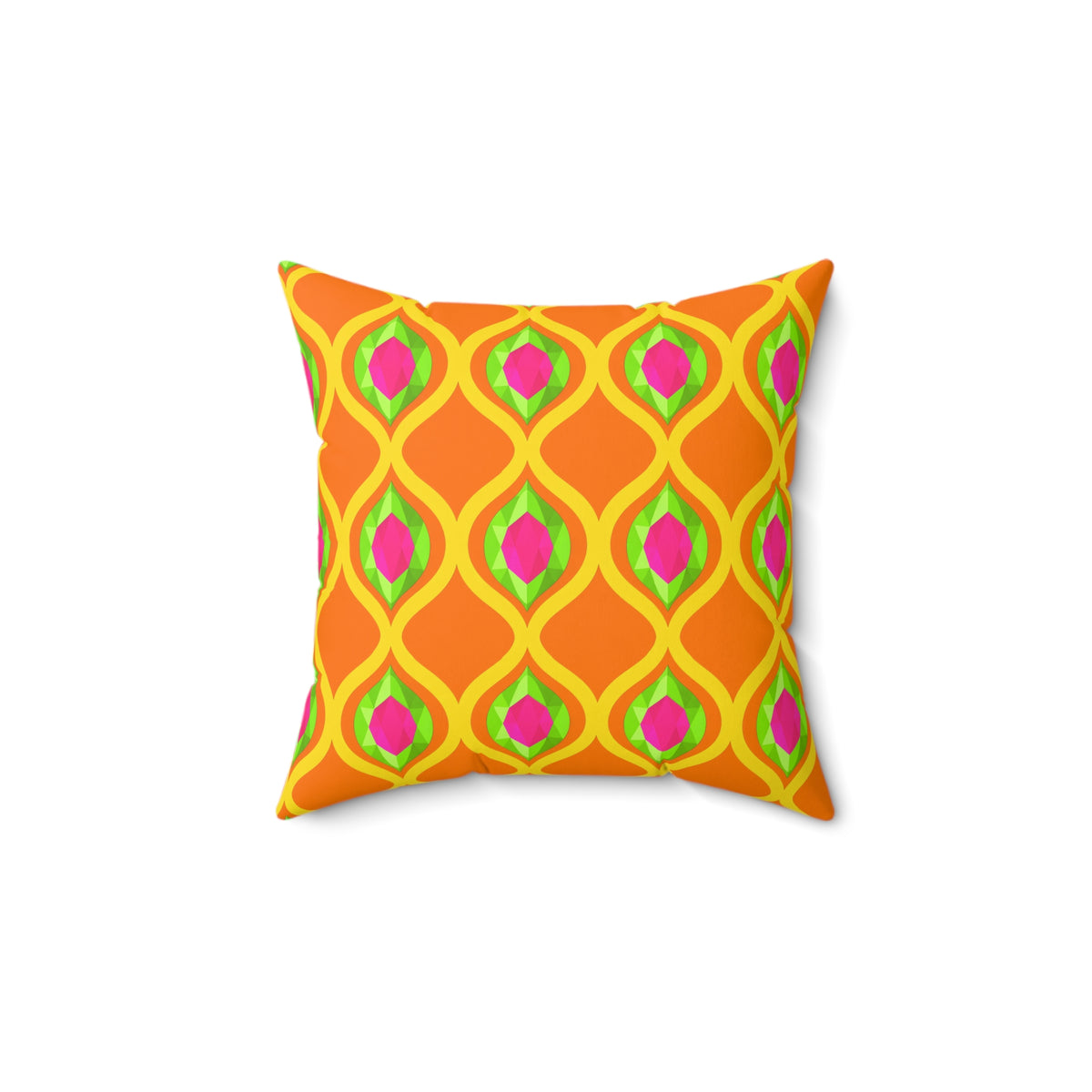 Grand Gold Ogee Lattice II Faux Suede Cushion – Hot Citrus Festive