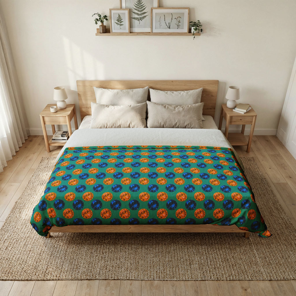 Half-Drop Gem Grid Cotton Duvet Cover – Peacock Jewel