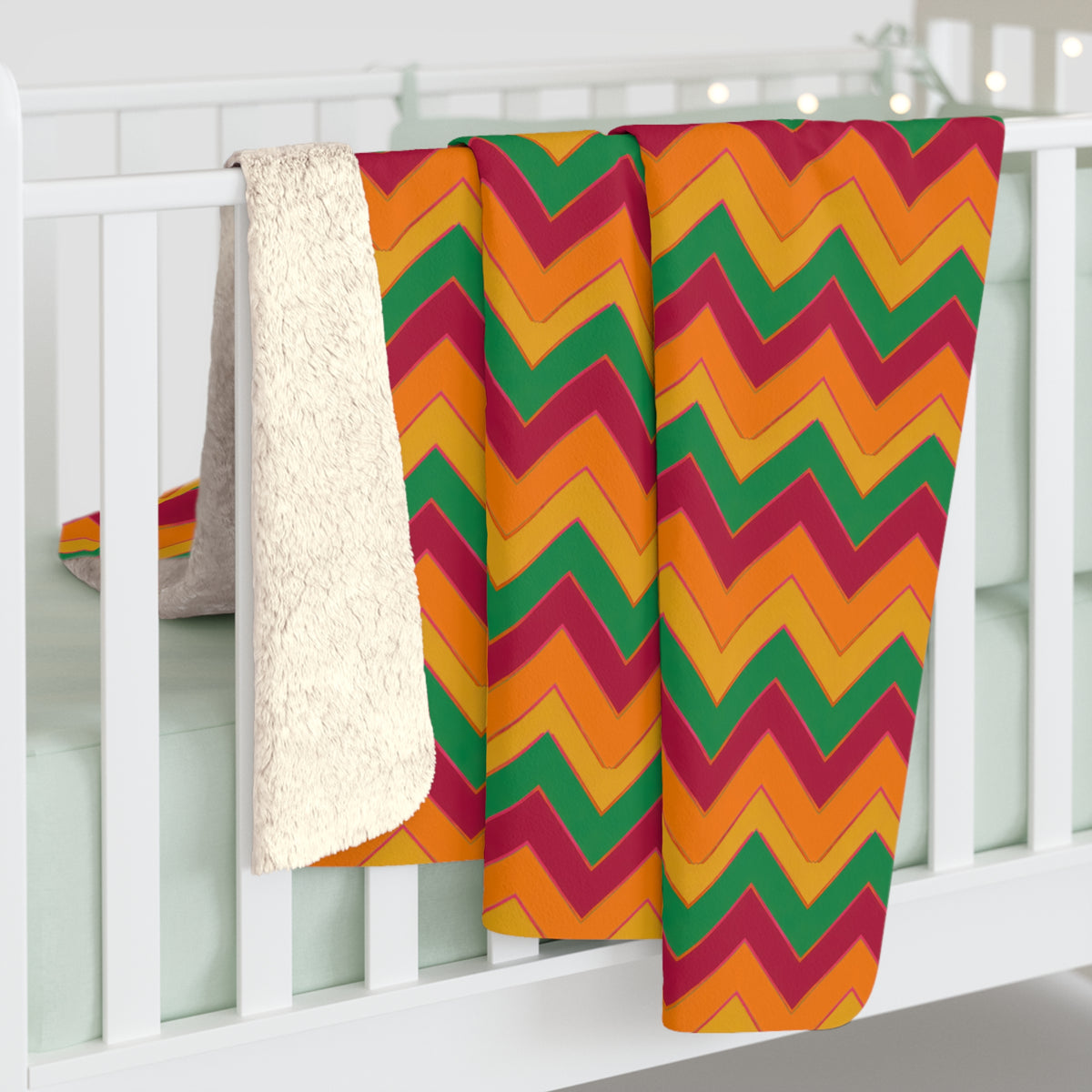 Jewel Chevron Bands Sherpa Fleece Blanket – Cranberry Spice