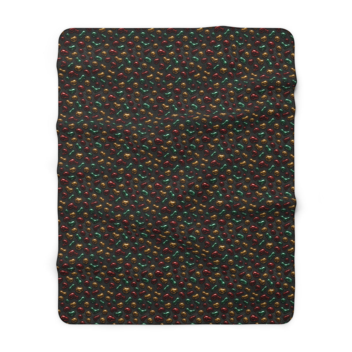 Garnet Emerald Blobs Sherpa Fleece Blanket – Liquid Chrome Pattern
