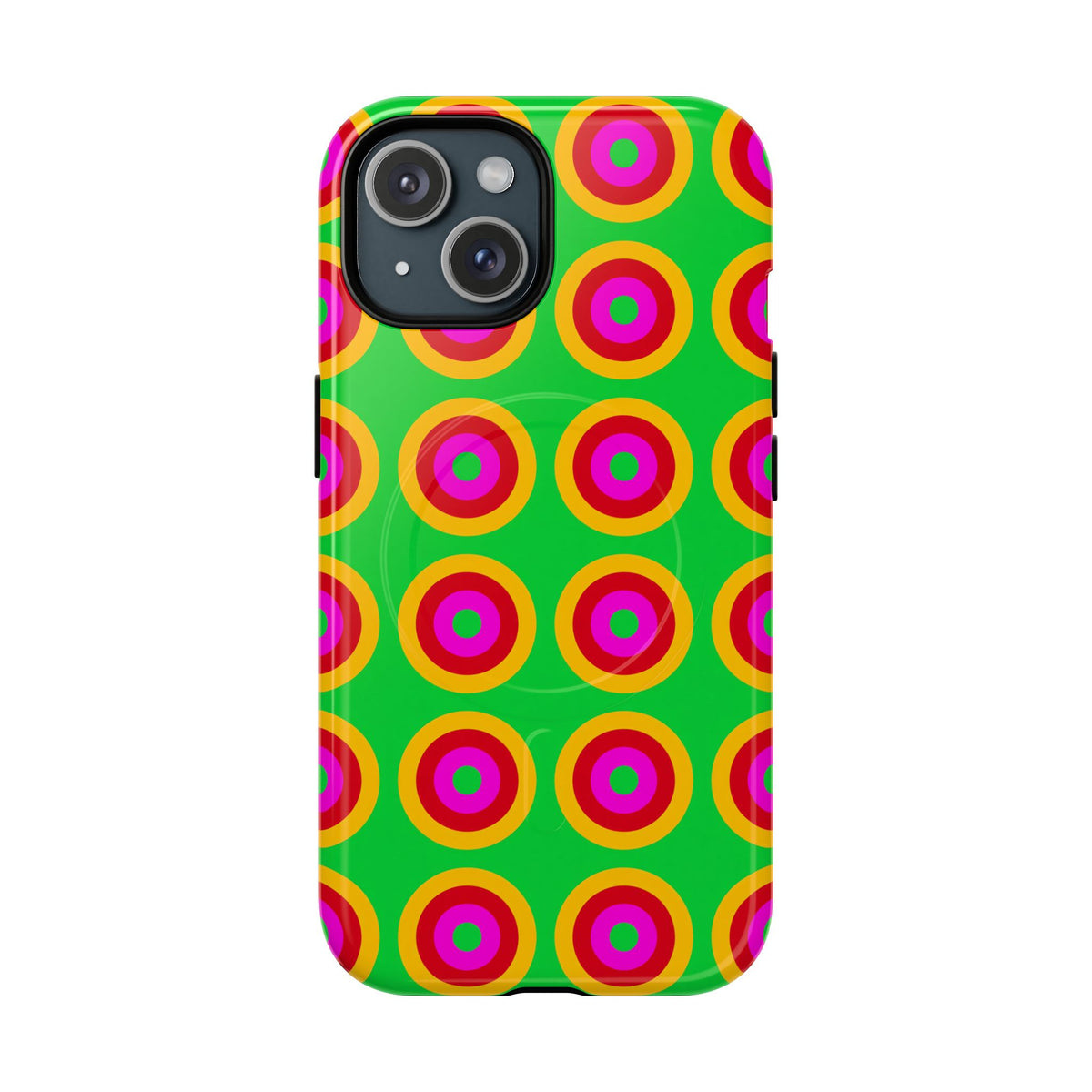 Giant Op-Art Jewel Rings Magnetic Tough iPhone Case – Op-Art Concentric Circles Pattern