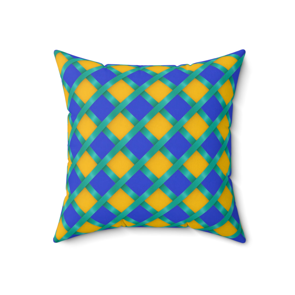 Broad Gold Diamond Trellis Faux Suede Cushion – Peacock Jewel