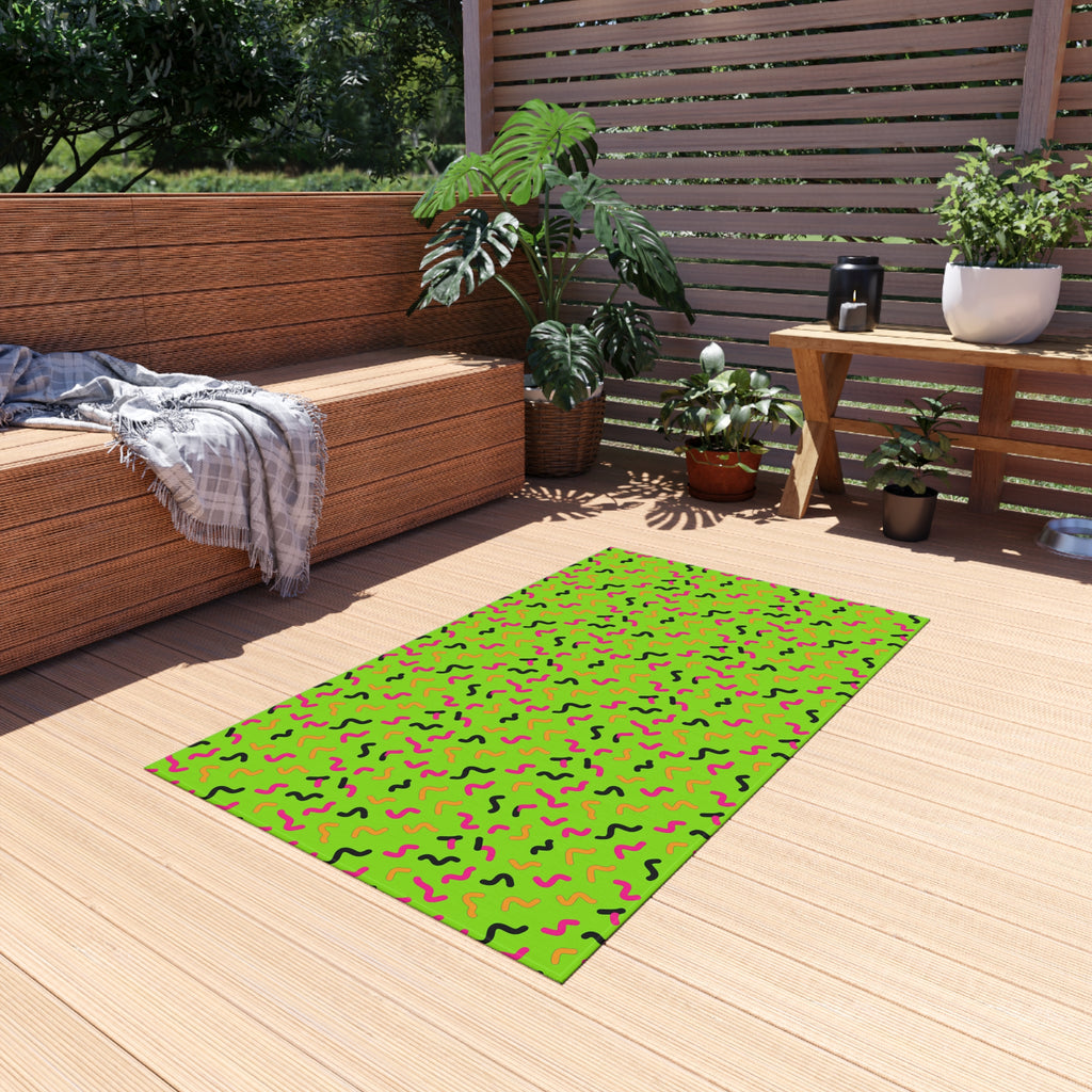 Squiggle Strokes Outdoor Rug – Tropical Punch
