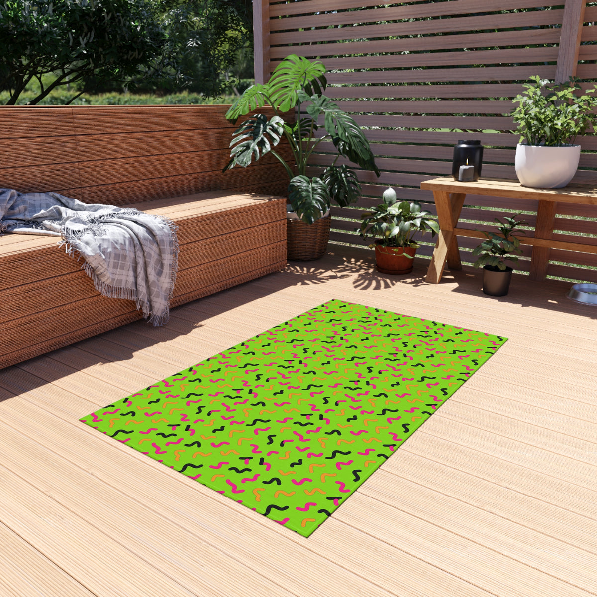 Squiggle Strokes Outdoor Rug – Tropical Punch