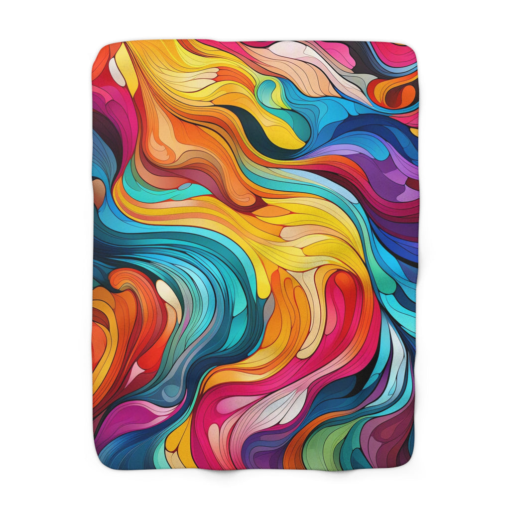 Neon Wave Swirl Sherpa Fleece Blanket – Psychedelic Wave Art