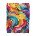 Neon Wave Swirl Sherpa Fleece Blanket – Psychedelic Wave Art