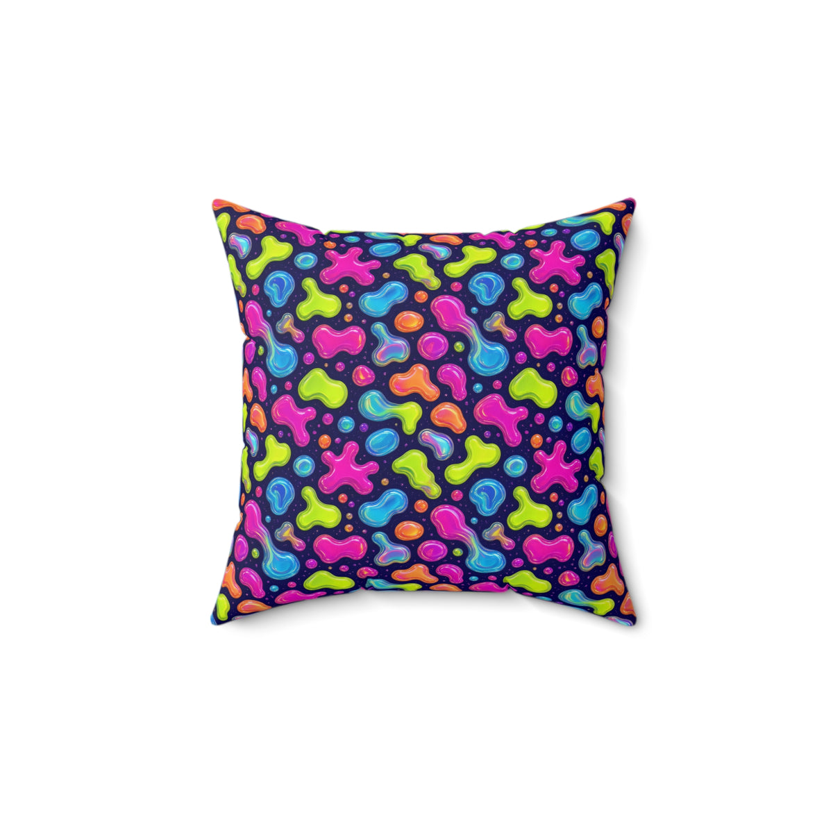 Jelly Blob Pop Faux Suede Cushion – Holographic-Look Fluid Art Pattern