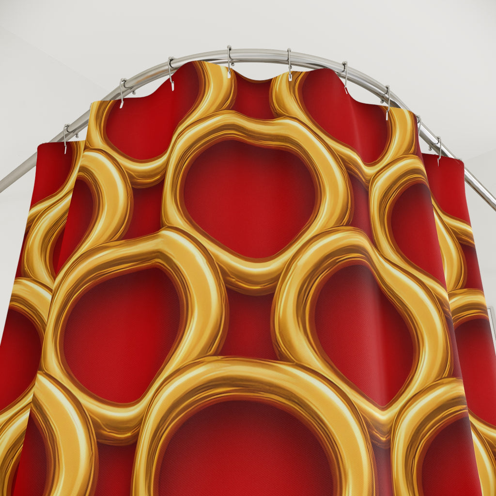 Big Gold Ring Weave Shower Curtain – Liquid Chrome Weave Pattern