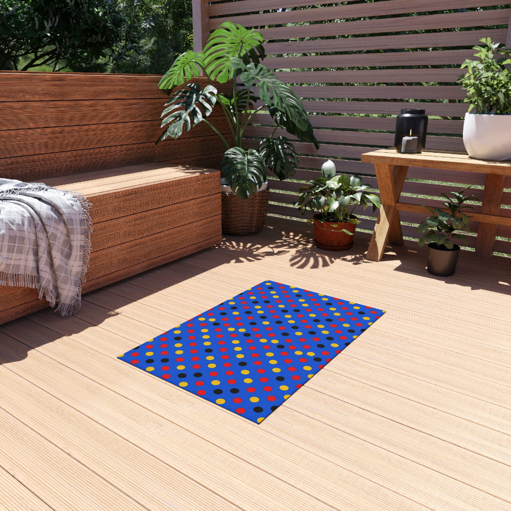 Dot Scatter Blue Outdoor Rug – Pop Abstract Pattern