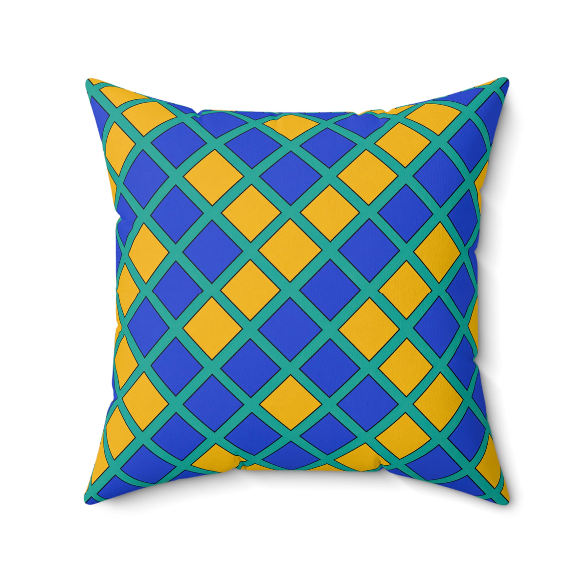 Harlequin Gold Grid Faux Suede Cushion – Peacock Jewel