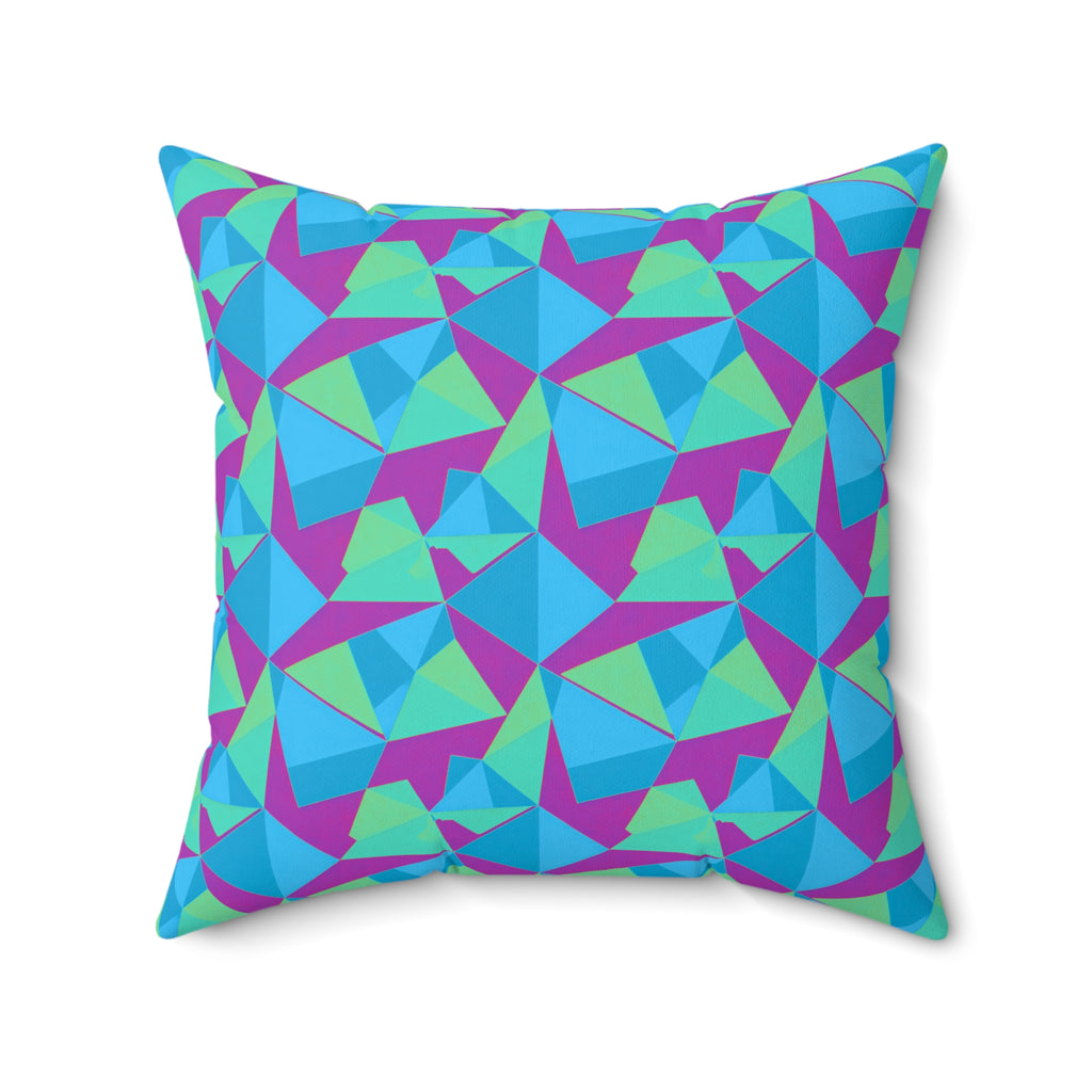 Faceted Panels Faux Suede Cushion – Ice Jewel