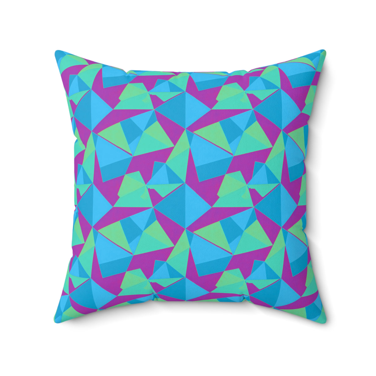 Faceted Panels Faux Suede Cushion – Ice Jewel