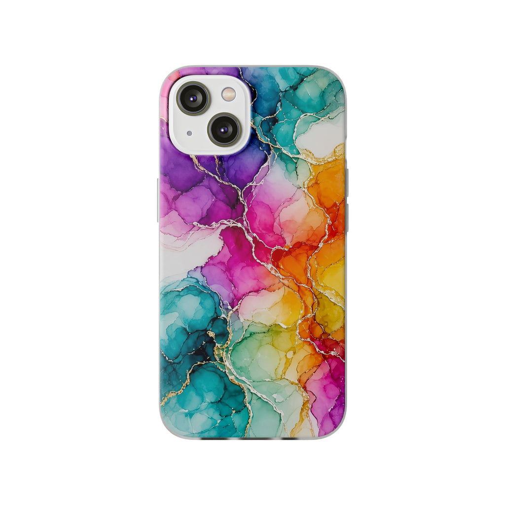Rainbow Alcohol Ink Bloom Flexi Phone Case