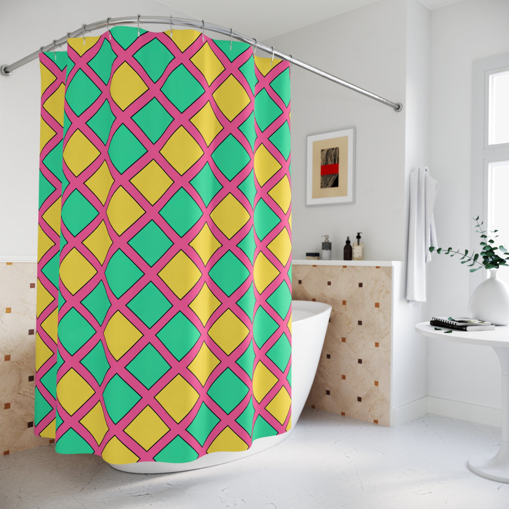 Harlequin Gold Grid Shower Curtain – Candy Christmas