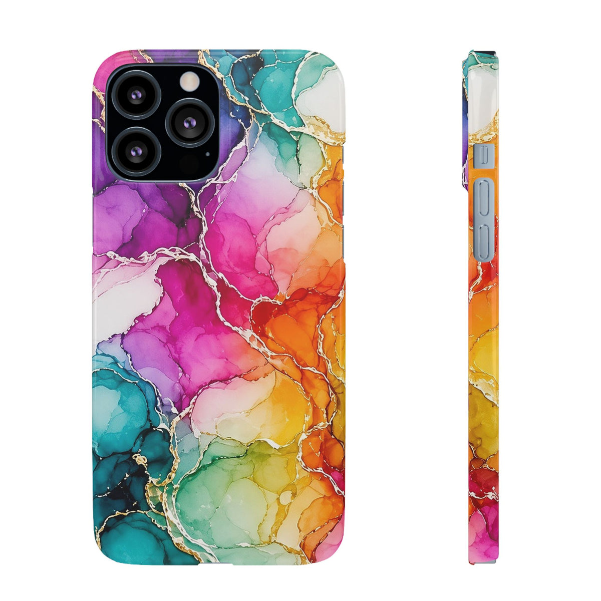 Rainbow Alcohol Ink Bloom Slim Phone Case