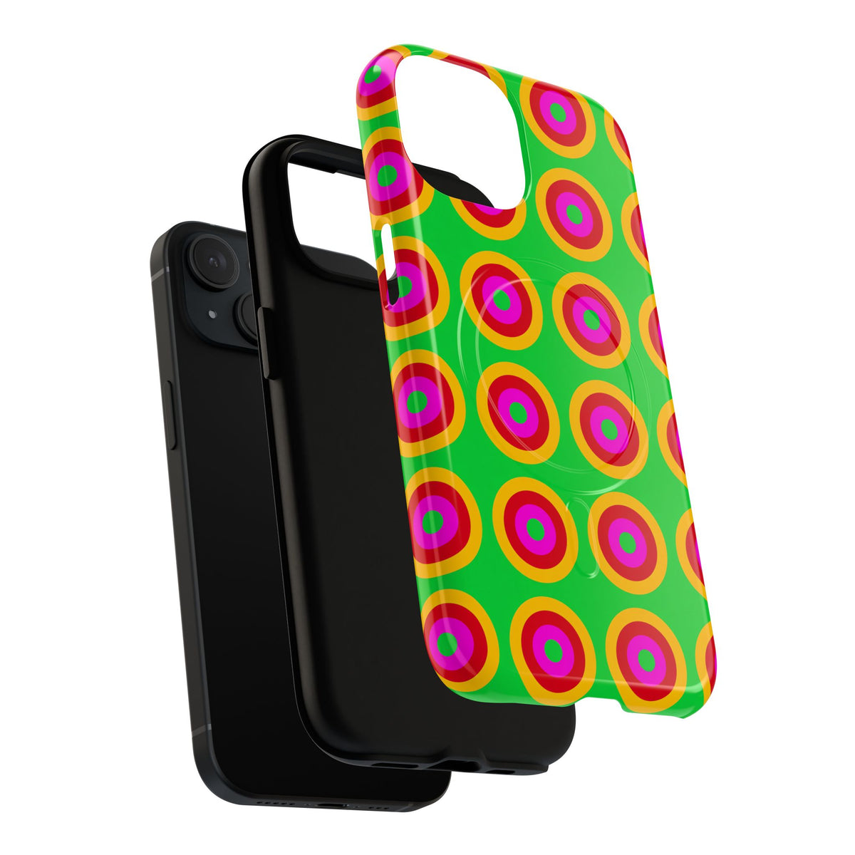 Giant Op-Art Jewel Rings Magnetic Tough iPhone Case – Op-Art Concentric Circles Pattern
