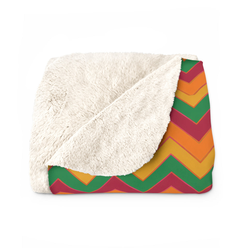 Jewel Chevron Bands Sherpa Fleece Blanket – Cranberry Spice