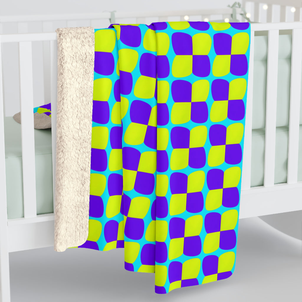 Bold Bulge Checker Sherpa Fleece Blanket – Op-Art Checker Pattern