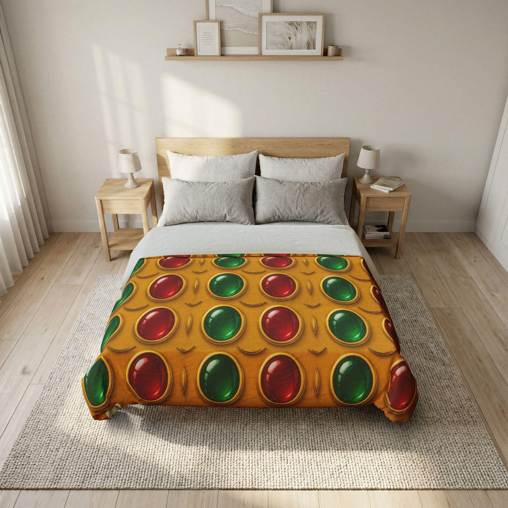 Grand Gold Cabochon Frames II Cotton Duvet Cover – Cabochon Geometric Pattern