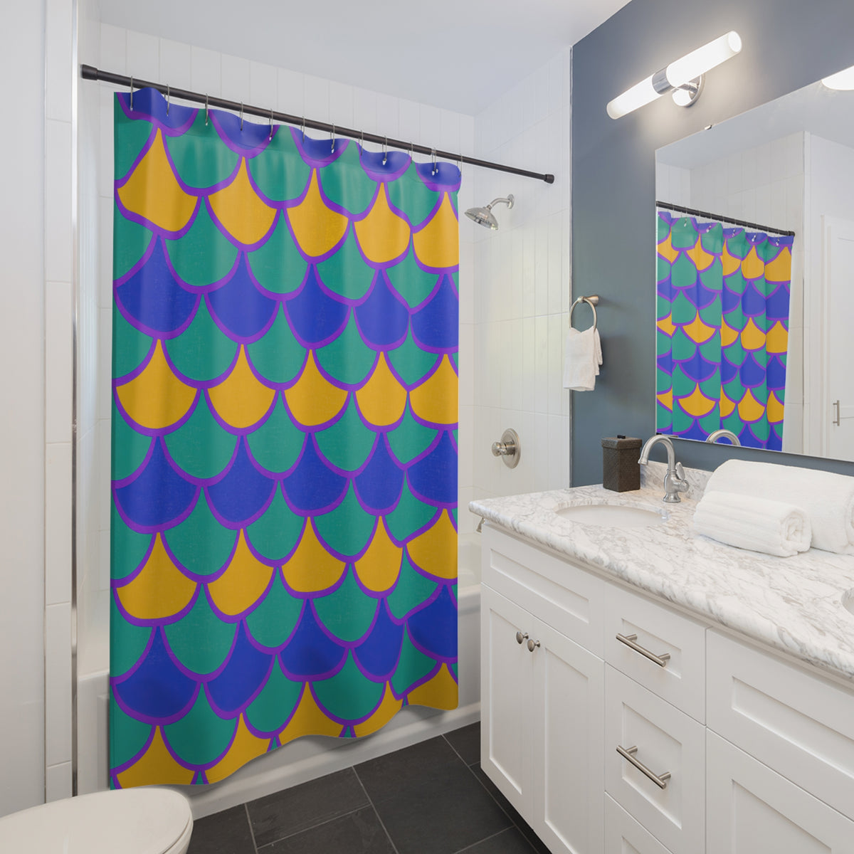 Big Jewel Scales II Shower Curtain – Peacock Jewel