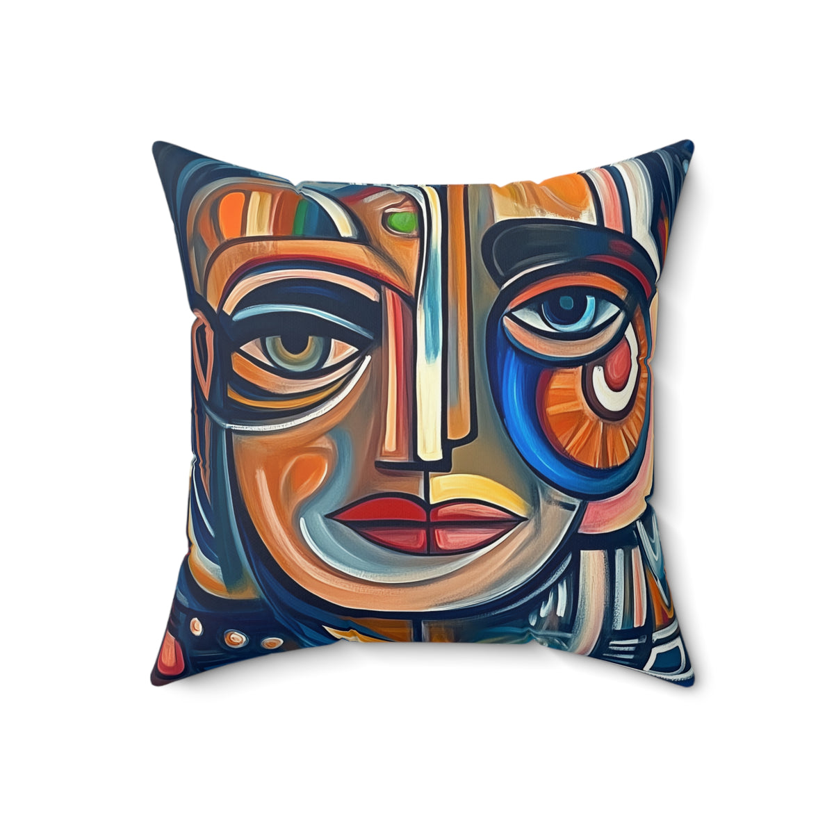 Cubist Face Faux Suede Cushion – Cubist Portrait Art