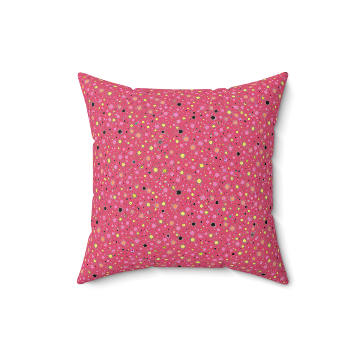 Confetti Spatter Faux Suede Cushion – Candy Pop on Raspberry