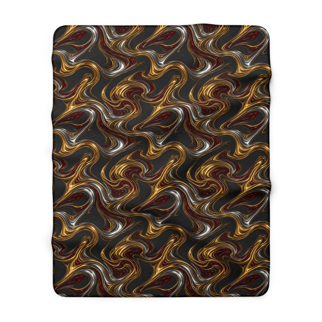 Melting Gold Ribbons Sherpa Fleece Blanket – Liquid Chrome Pattern
