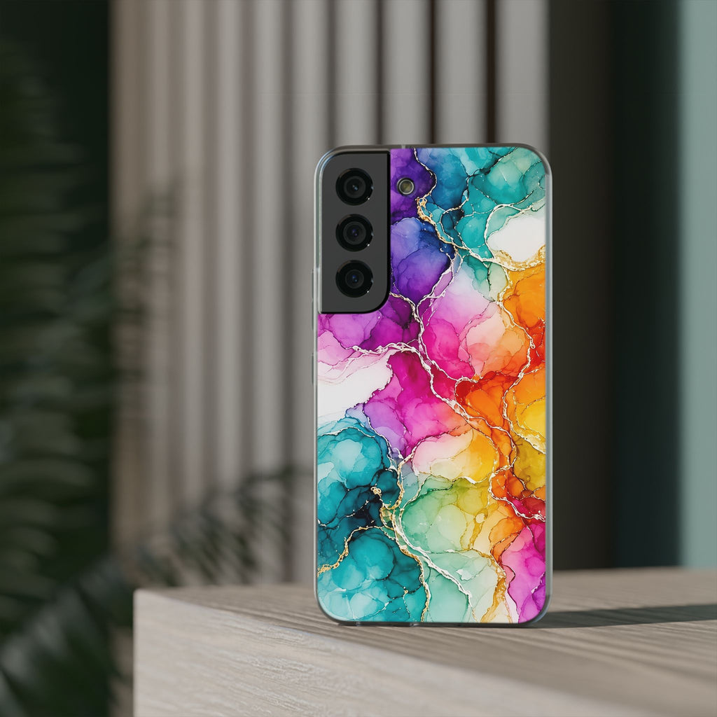 Rainbow Alcohol Ink Bloom Flexi Phone Case