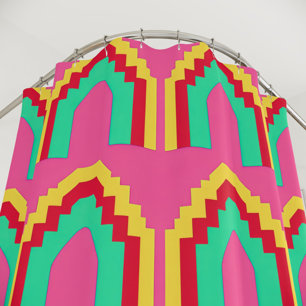 Grand Stepped Arches Shower Curtain – Candy Christmas