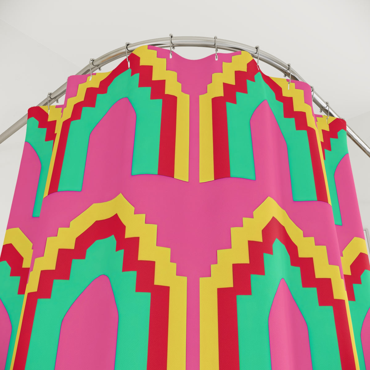 Grand Stepped Arches Shower Curtain – Candy Christmas