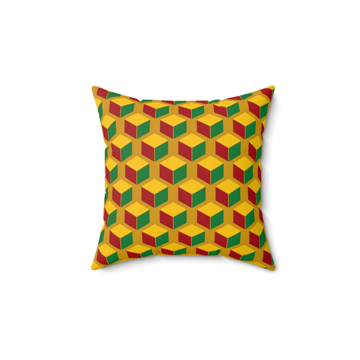 Giant Faceted Cubes II Faux Suede Cushion – Isometric Op-Art Pattern