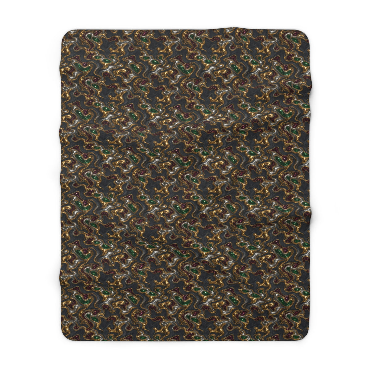 Gold Silver Ripples Sherpa Fleece Blanket – Liquid Chrome Pattern