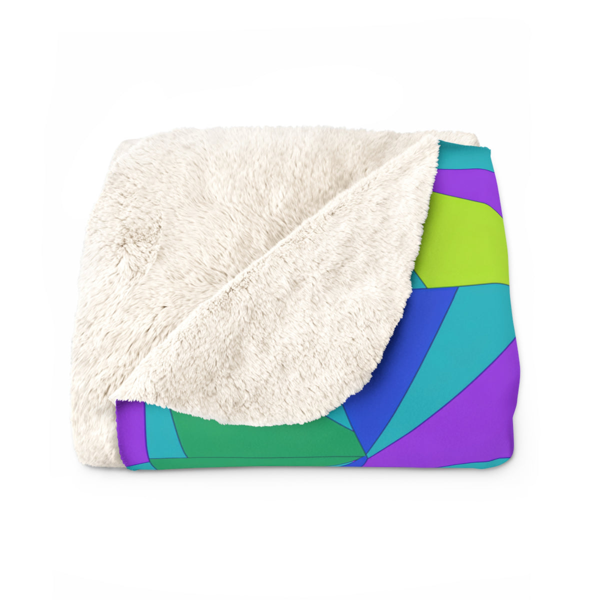Cubist Sunburst Blocks Sherpa Fleece Blanket – Peacock Jewel