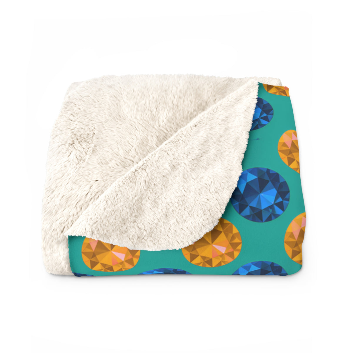 Half-Drop Gem Grid Sherpa Fleece Blanket – Peacock Jewel
