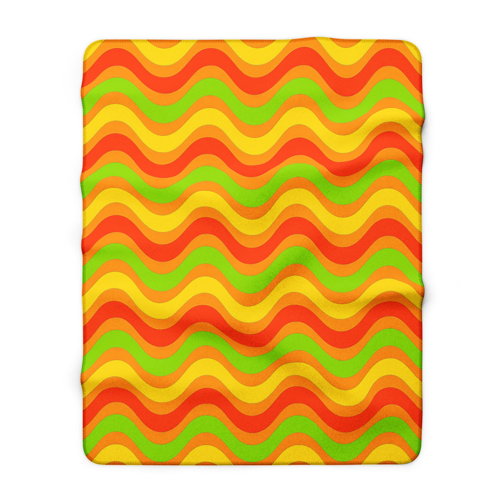 Wide Wave Interference Sherpa Fleece Blanket – Hot Citrus