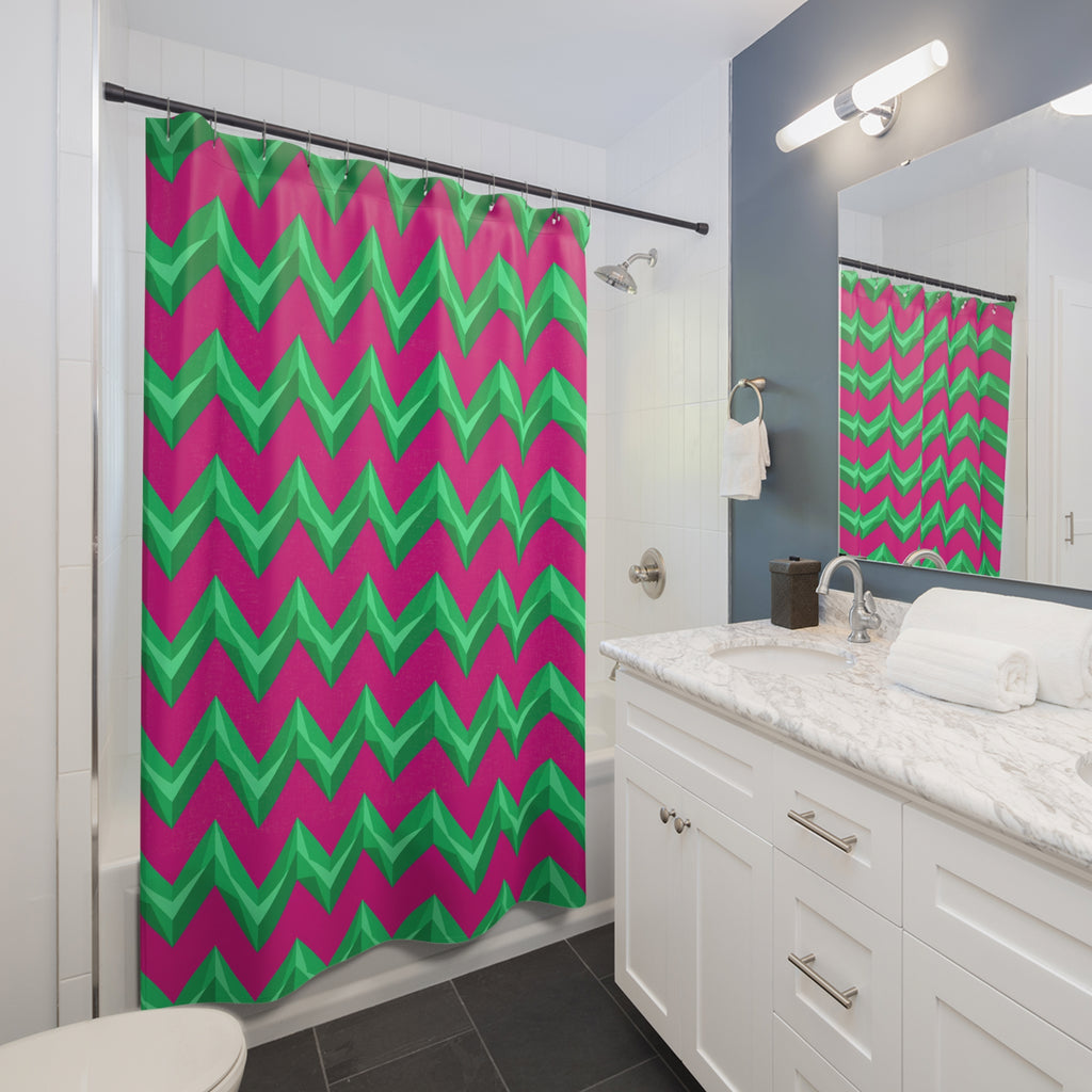 Broad Cut-Gem Chevrons Shower Curtain – Chevron Geometric Pattern