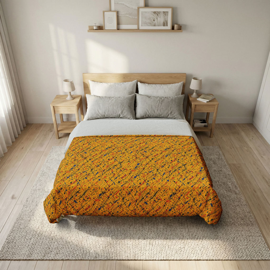 Flick Lines Cotton Duvet Cover – Action-Painting Abstract Pattern