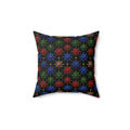 Faceted Crystal Stars Faux Suede Cushion – Holographic-Look Kaleidoscope Pattern