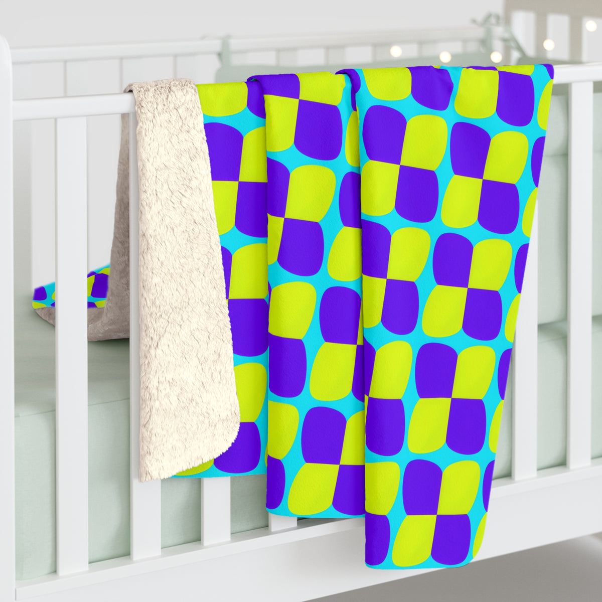 Bold Bulge Checker Sherpa Fleece Blanket – Op-Art Checker Pattern